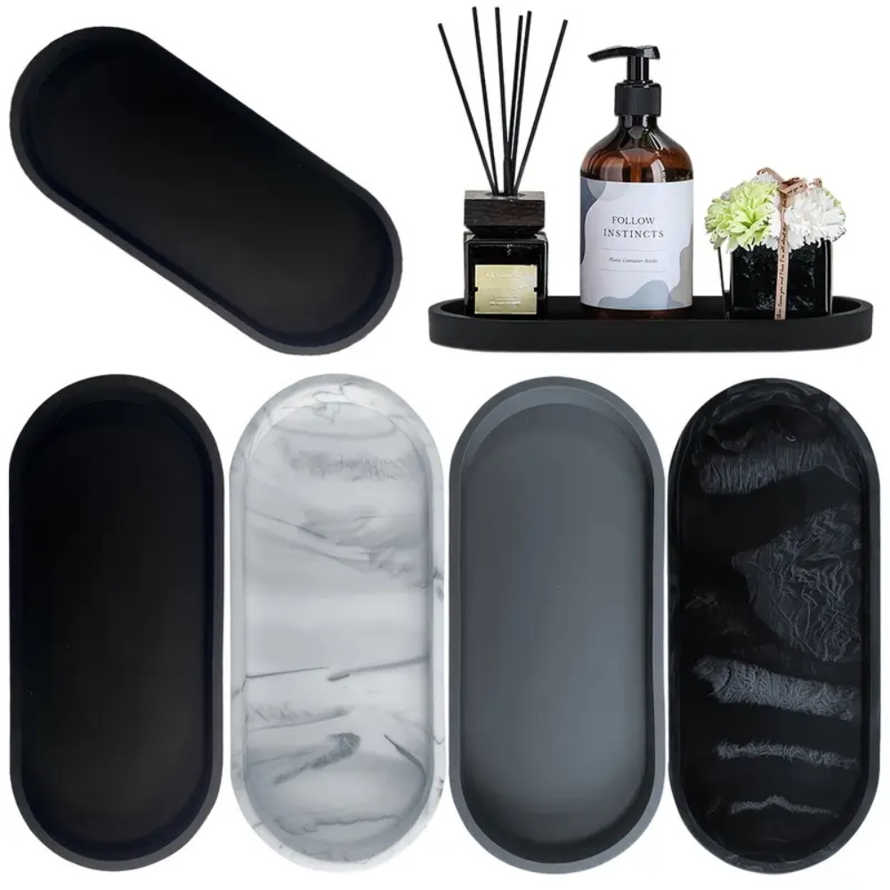 Home Essentials Bathroom Storage - صينية سيليكون لحوض الحمام، حامل مستطيل