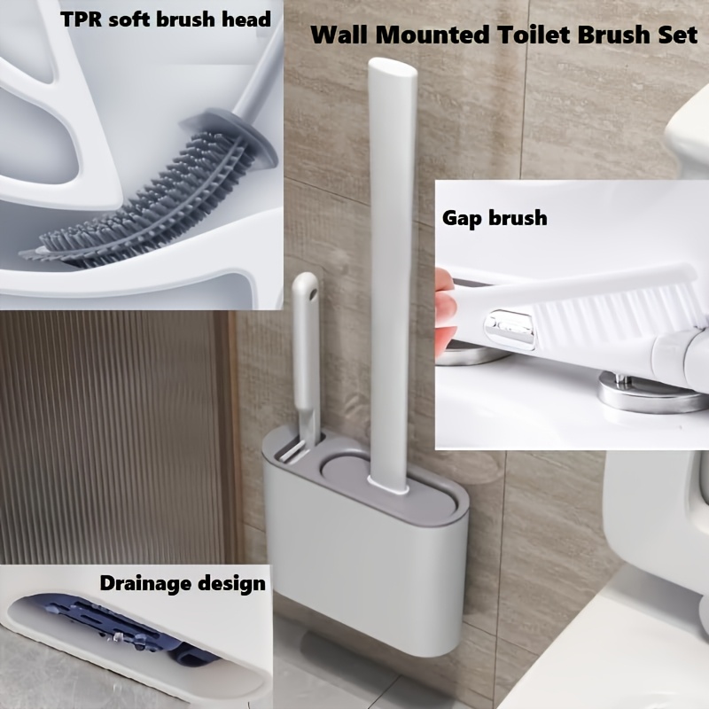 Home Bathroom Organizer - طقم فرشاة مرحاض للتثبيت على الحائط،