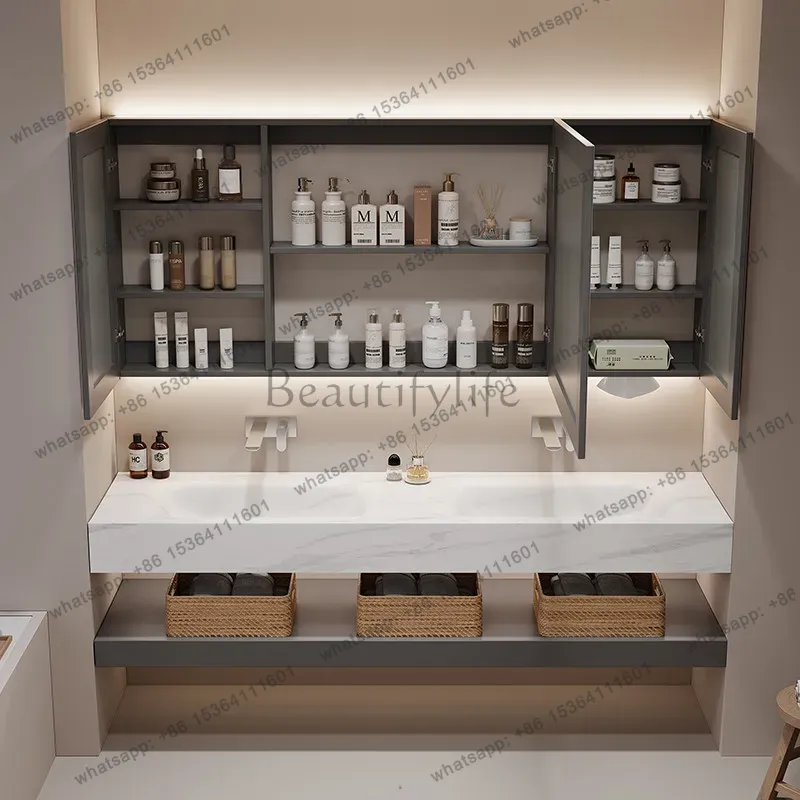 Home Bathroom Vanity Combo - خزانة تخزين حمام فاخرة بسيطة LSS،