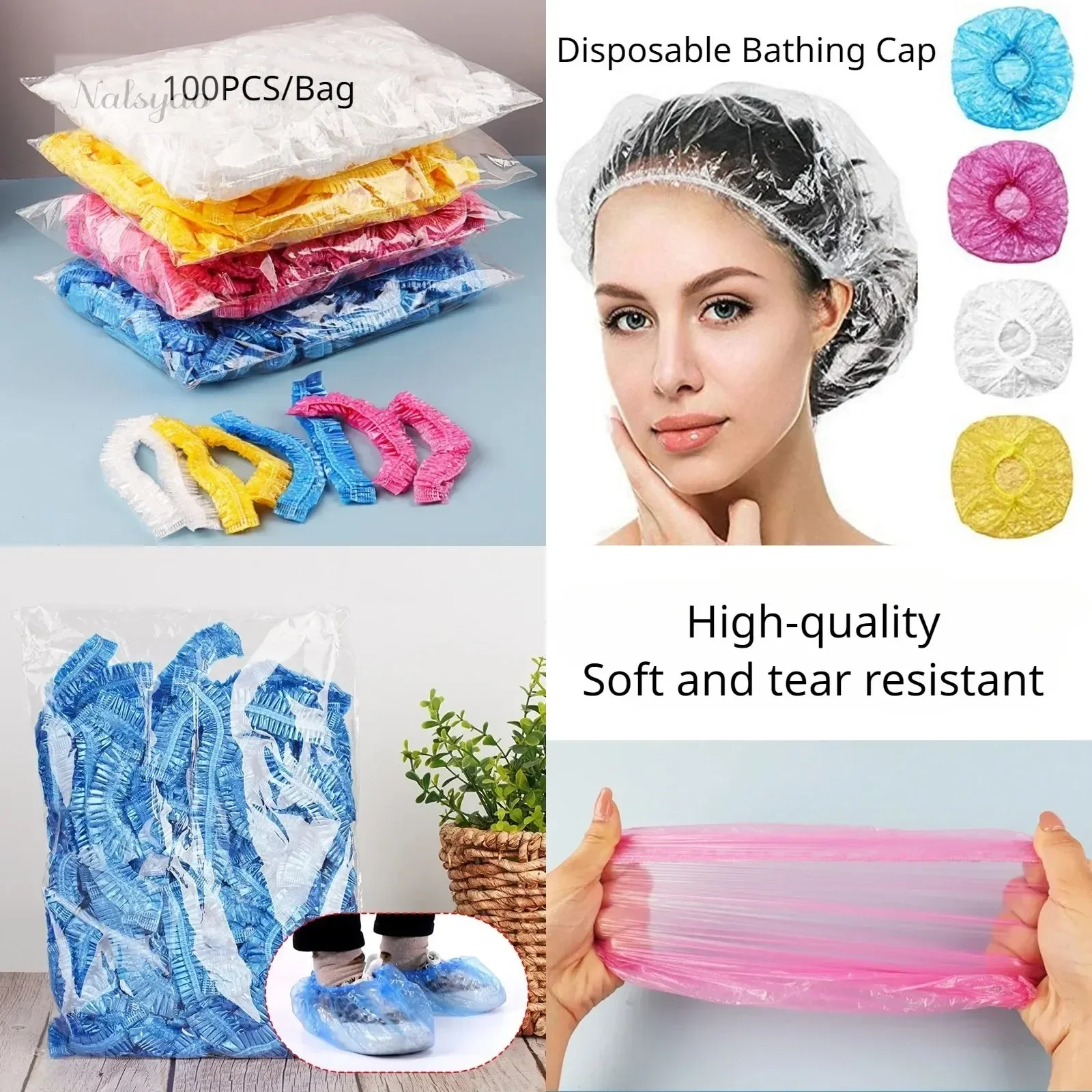 Home Essentials Bathroom Storage - أغطية شعر شفافة مقاومة للماء للاستعمال