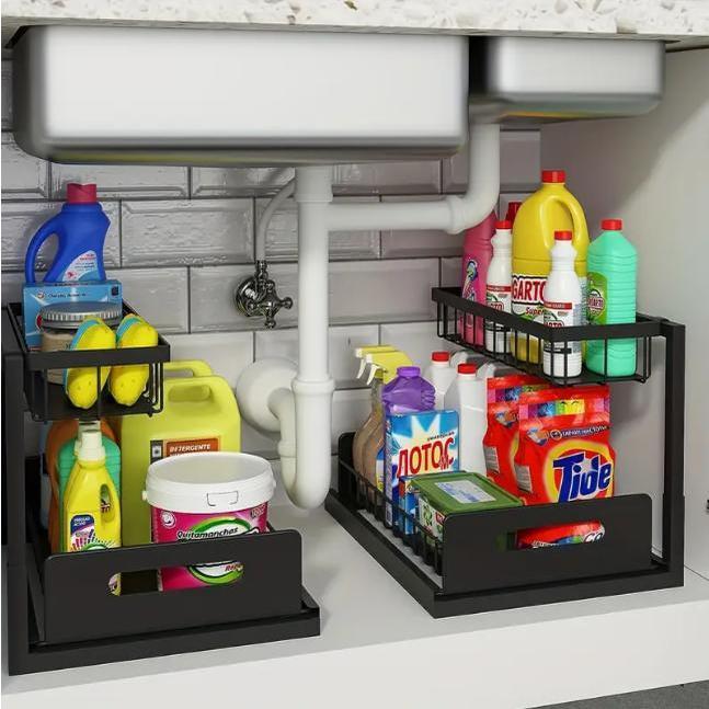 منظم خزانة متين قابل للسحب، رف - مراجعة Home Bathroom Organizer وسعره