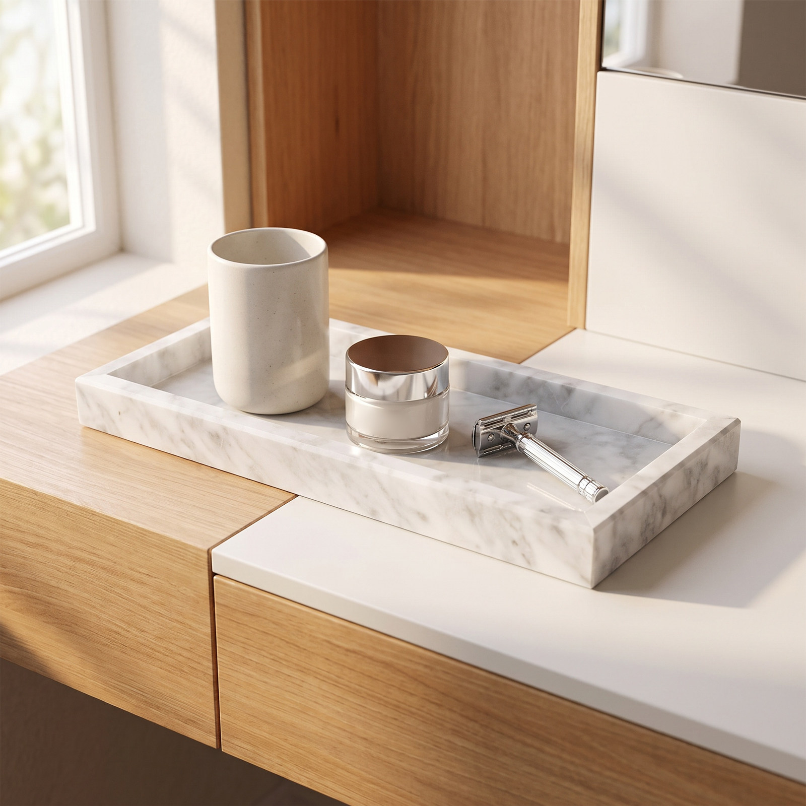 صينية رخامية مستطيلة للحمام وا - مراجعة Home Bathroom Organizer وسعره