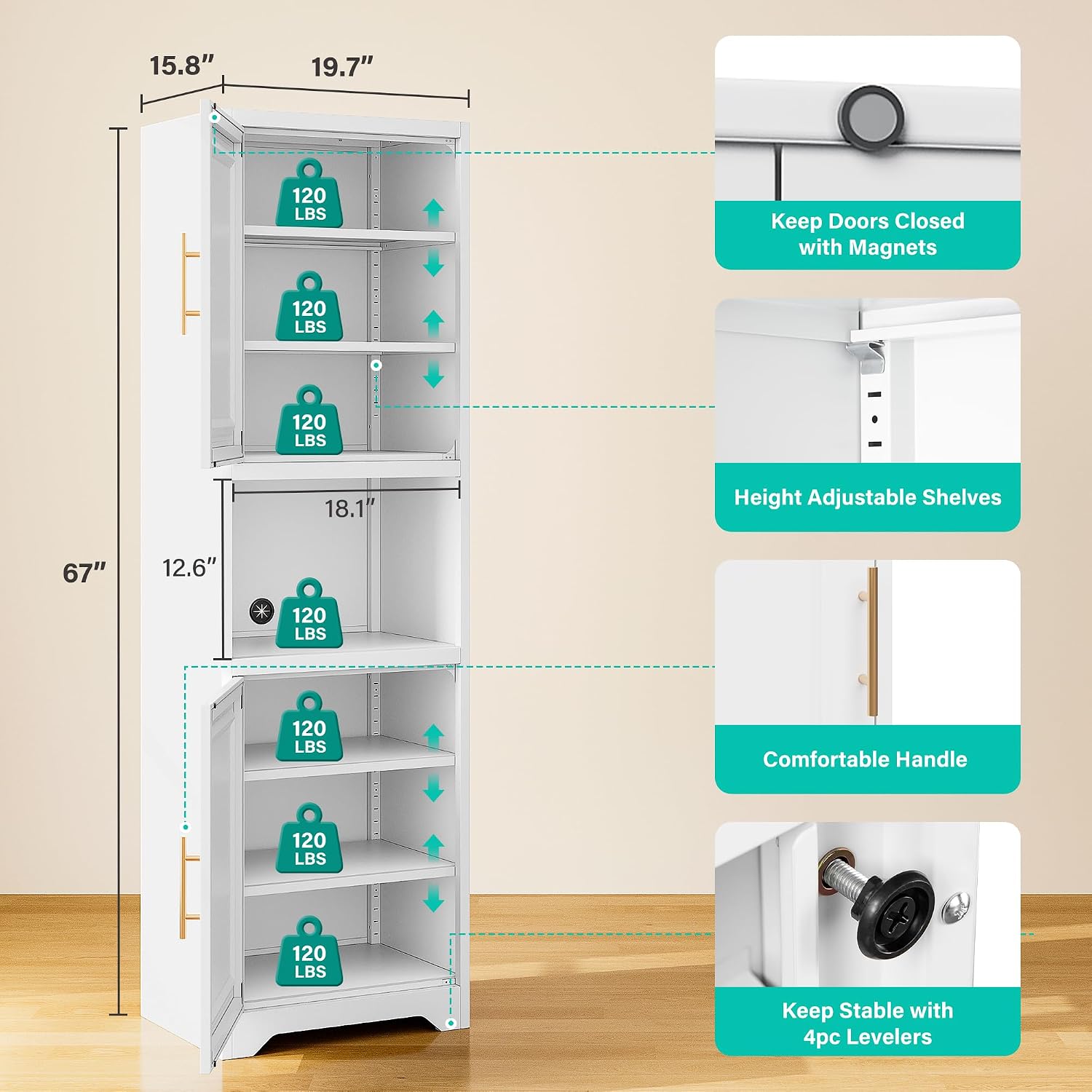 خزانة تخزين ضيقة بارتفاع 67 بو - مراجعة Home Bathroom Organizer وسعره