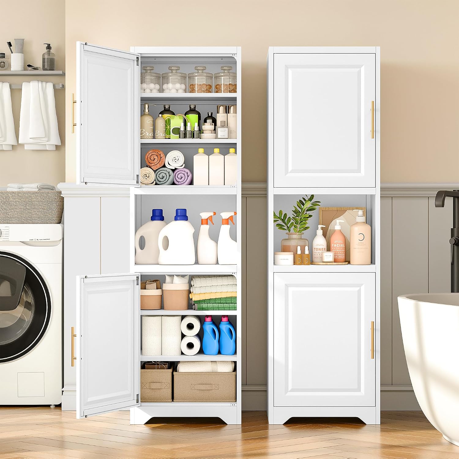 خزانة تخزين ضيقة بارتفاع 67 بو - مراجعة Home Bathroom Organizer وسعره