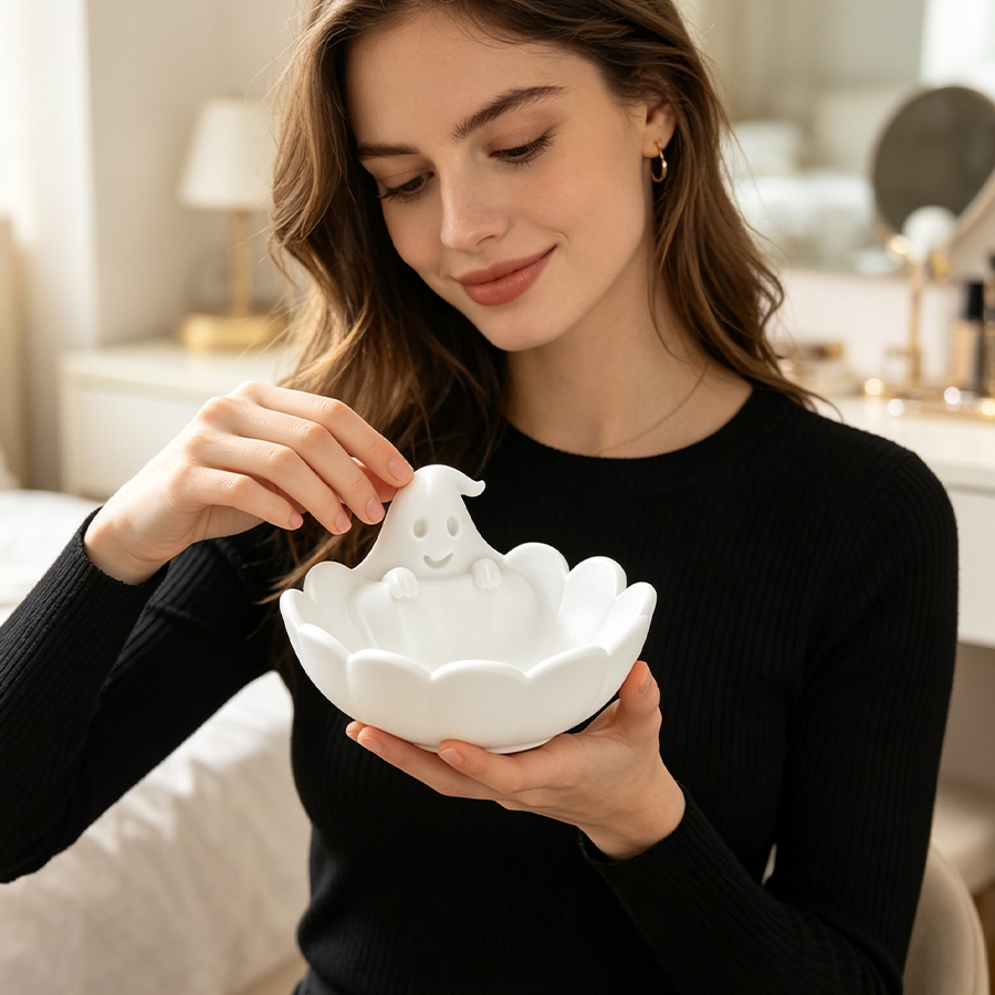 صينية مجوهرات بيضاء غير لامعة  - مراجعة Home Essentials Bathroom Storage وسعره