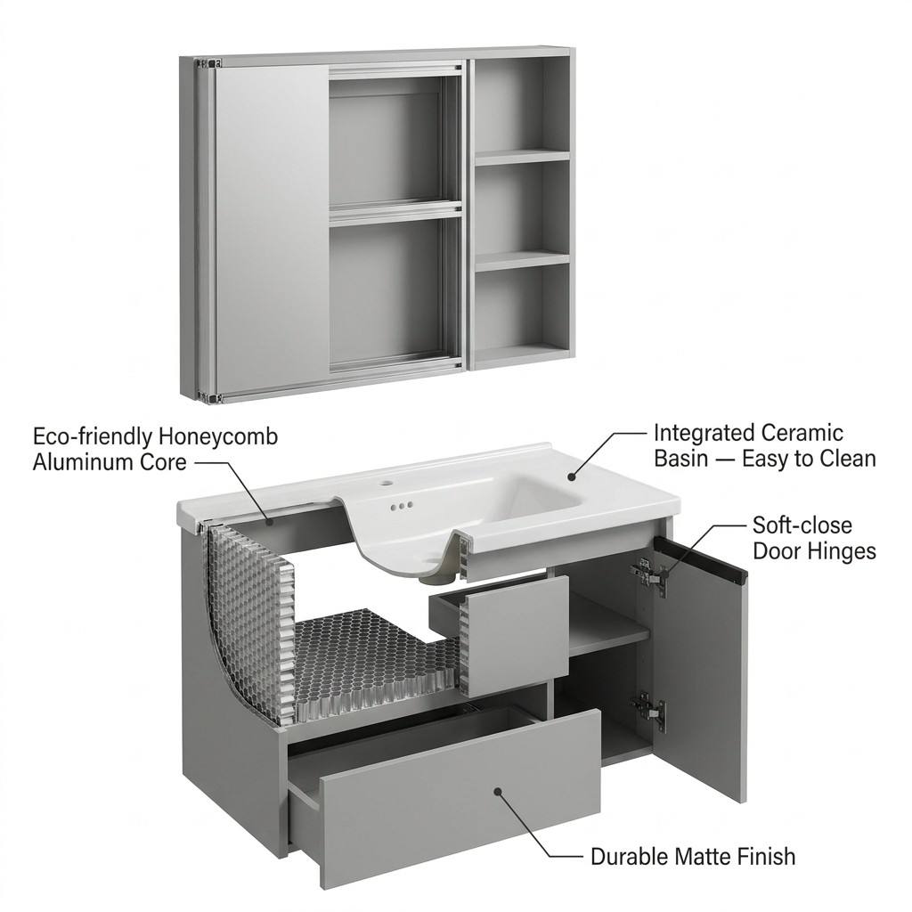 خزانة حمام عصرية صديقة للبيئة  - مراجعة Home Bathroom Vanity Combo وسعره
